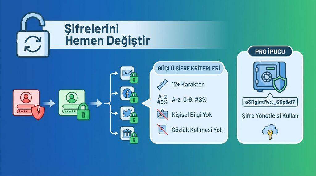 1) Şifrelerini Hemen Değiştir