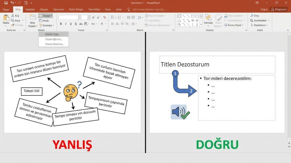 PowerPoint’te Erişilebilir Sunum Hazırlama Rehberi 2 1) Slayt Düzenlerini Doğru Kullan