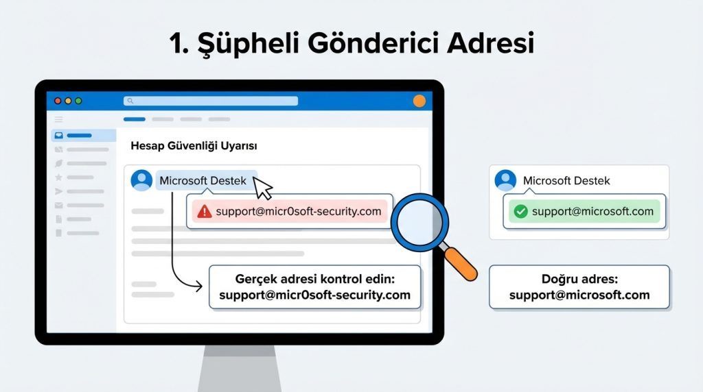 1. Şüpheli Gönderici Adresi