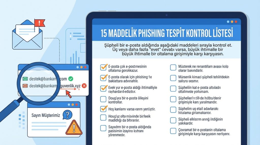 15 Maddelik Phishing Tespit Kontrol Listesi