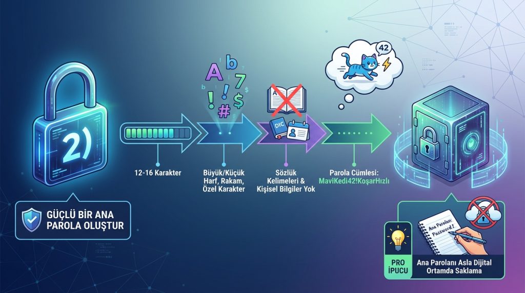 2) Güçlü Bir Ana Parola Oluştur