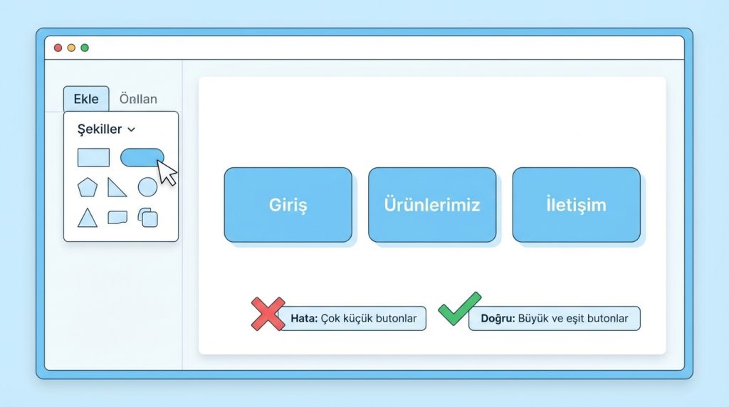 PowerPoint’te Slayt İçinde Menü Yapma 2 2) Menü Butonlarını Oluştur
