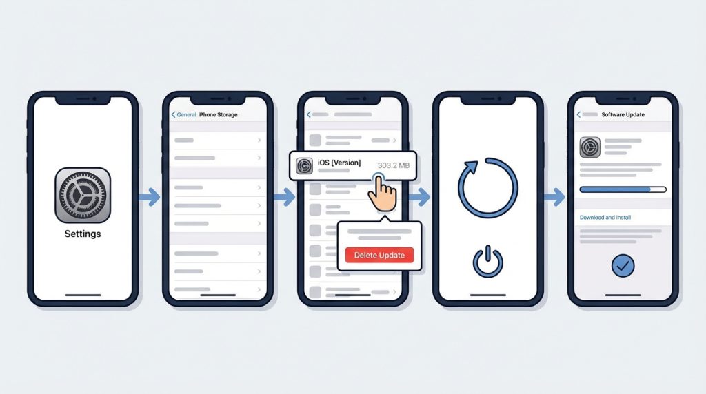 iPhone’da iOS Güncelleme Sorunları: Temel Teşhis Adımları 2 2. Güncelleme Dosyasını Silip Yeniden İndirin