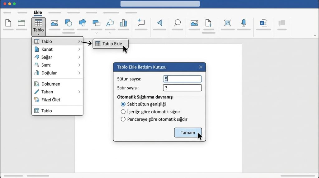 2. Tablo Ekle İletişim Kutusu