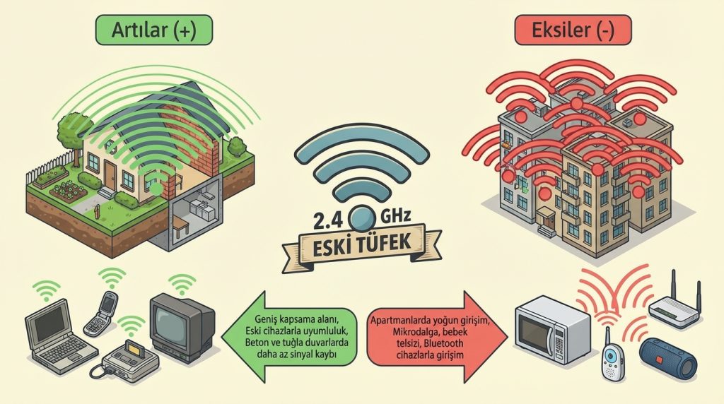 2.4 GHz ve 5 GHz Wi-Fi farkı nedir? 2 2.4 GHz Bandı: Avantajlar ve Dezavantajlar