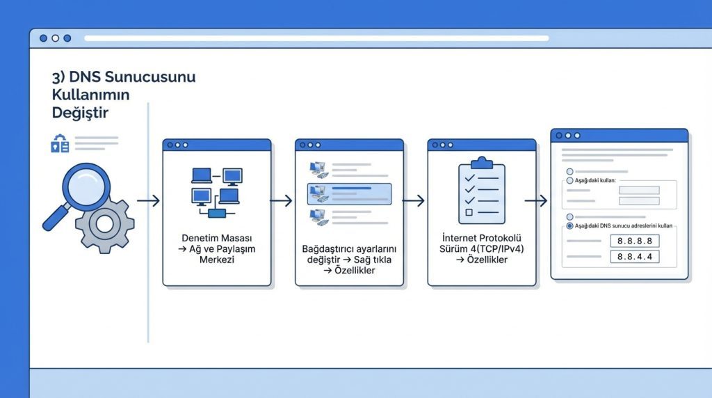 3) DNS Sunucusunu Değiştir