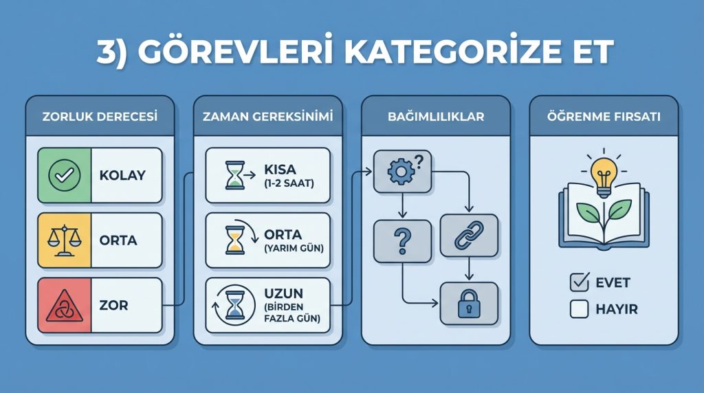 Yapay Zekâ ile İş Yükü Dengeleme ve Delege Planı Oluşturma 3 3) Görevleri Kategorize Et