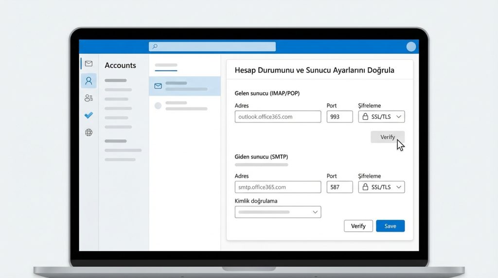 3) Hesap Durumunu ve Sunucu Ayarlarını Doğrula