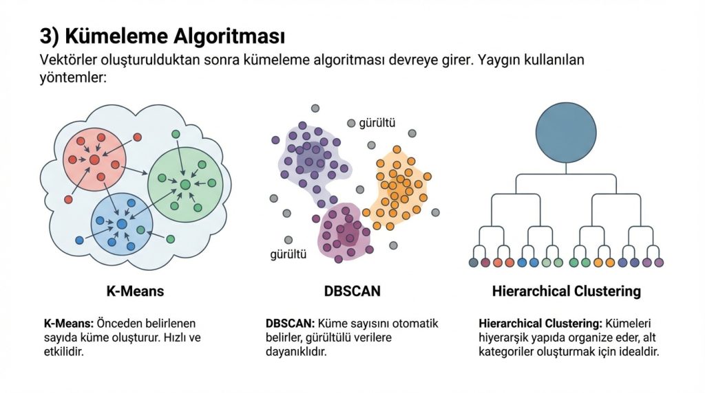 3) Kümeleme Algoritması