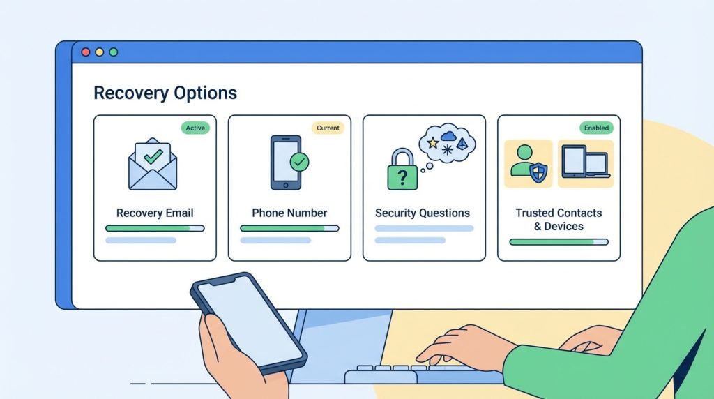 Çok kritik hesaplar için güvenlik kontrol listesi 3 3) Kurtarma Seçeneklerini Güncelle