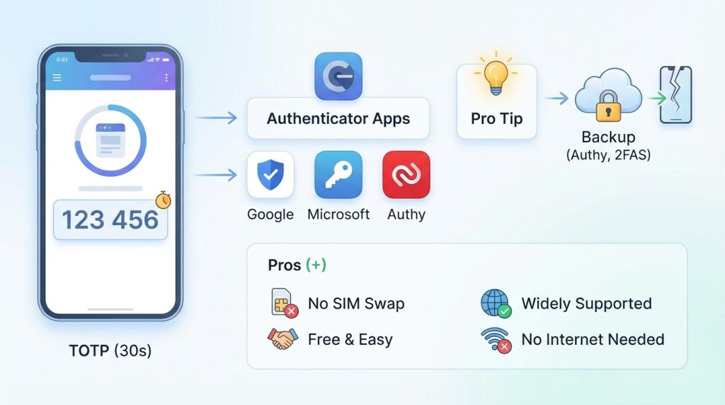 3. Authenticator Uygulamaları (TOTP): Pratik Orta Yol