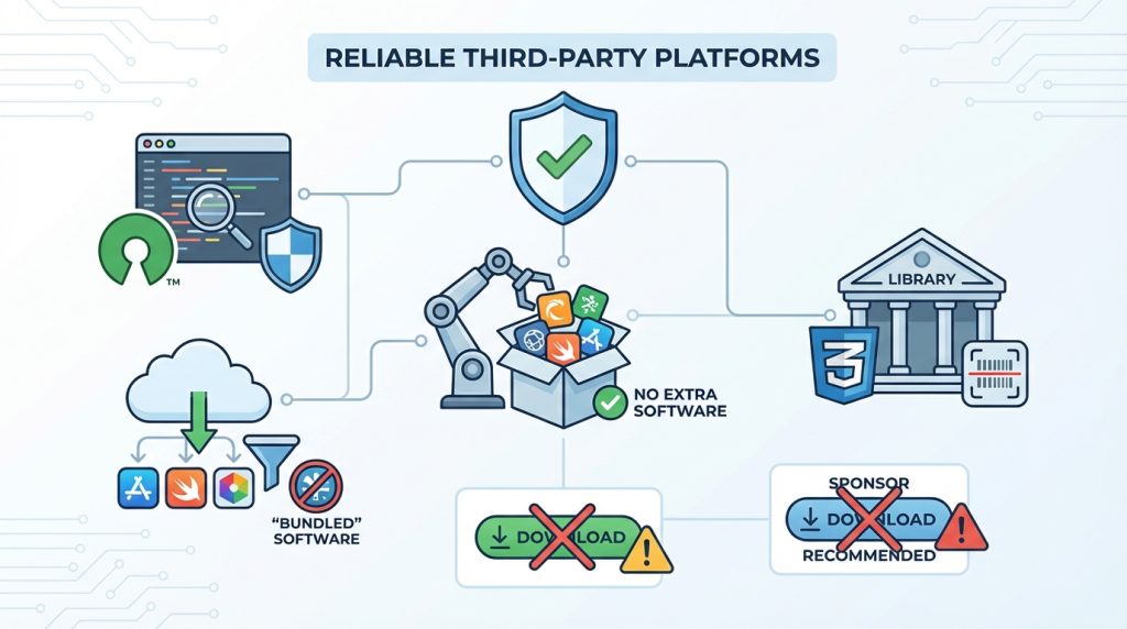Güvenli dosya indirme alışkanlığı: Nereden indirmeli, nereden indirmemeli? 2 3. Güvenilir Üçüncü Parti Platformlar