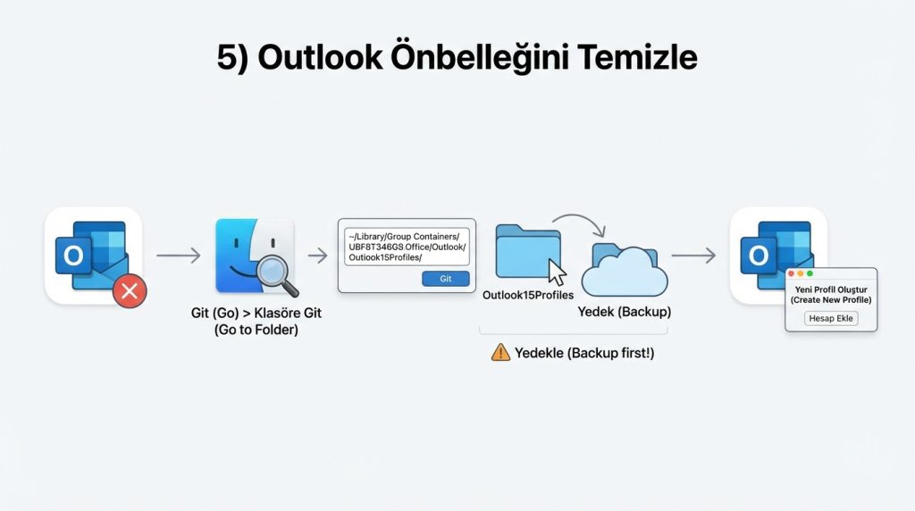 5) Outlook Önbelleğini Temizle