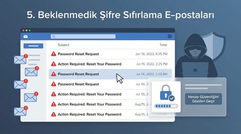 5. Beklenmedik Şifre Sıfırlama E-postaları