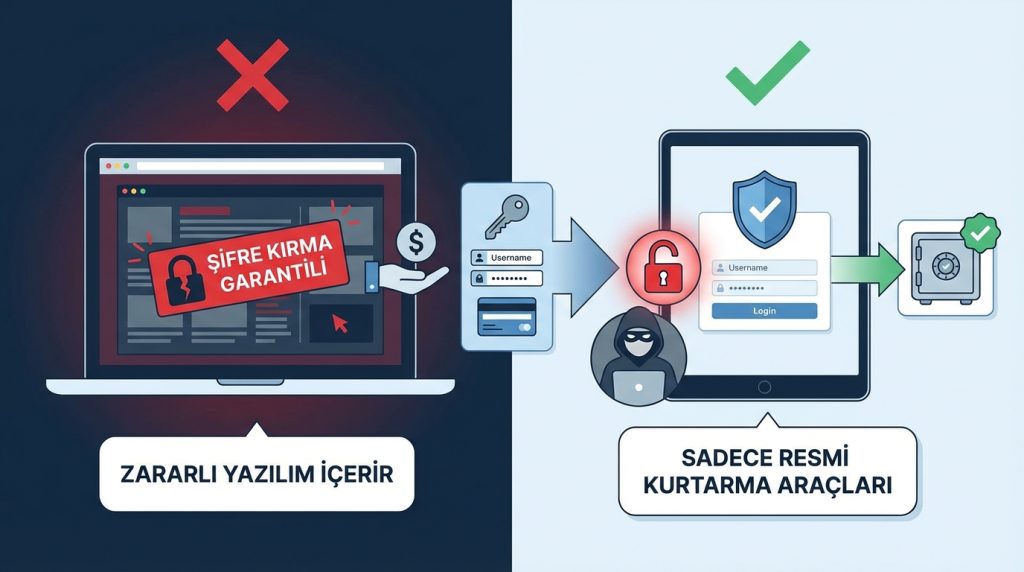 Hesap kurtarma sırasında yapılan 10 kritik hata 3 7. Resmi Olmayan Üçüncü Taraf Araçlara Güvenmek