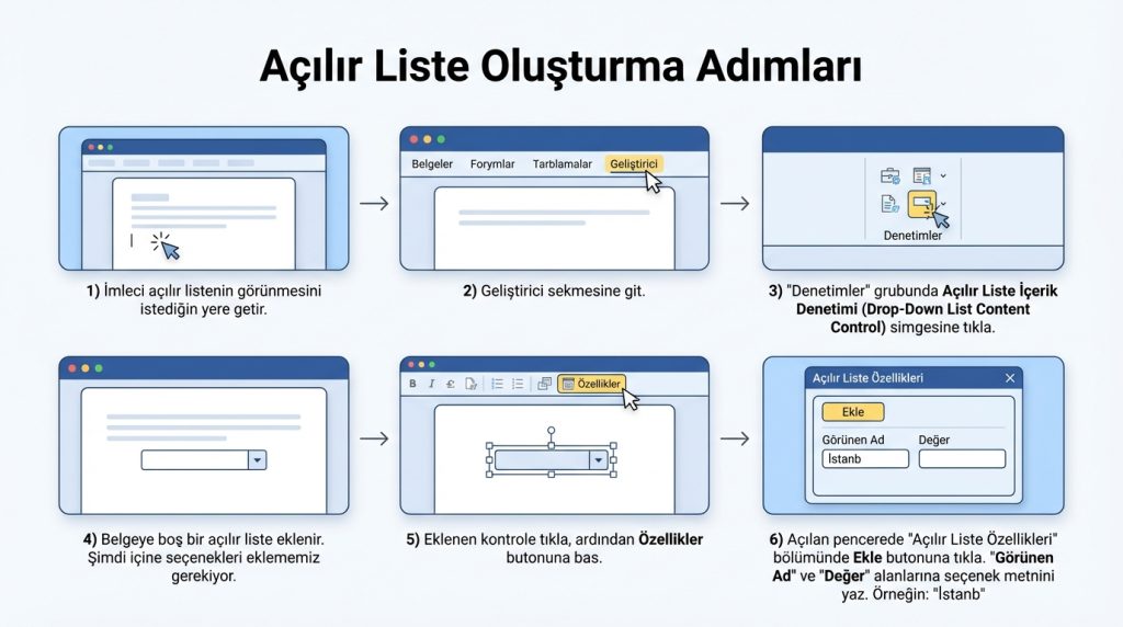 Açılır Liste Oluşturma Adımları
