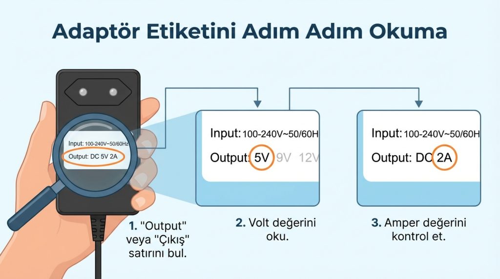 Adaptör Etiketini Adım Adım Okuma