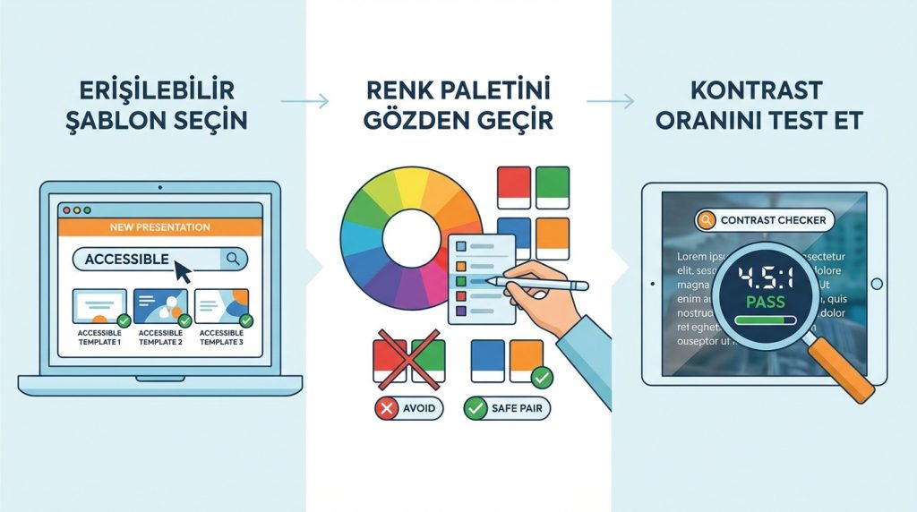 PowerPoint’te Renk Körlüğü Dostu Sunum Tasarlama 2 Adım Adım: Erişilebilir Sunum Oluşturma