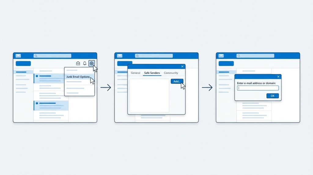 Outlook’ta Güvenilir Gönderen Listesi Oluşturma Mantığı 2 Adım Adım Güvenilir GönderenEkleme