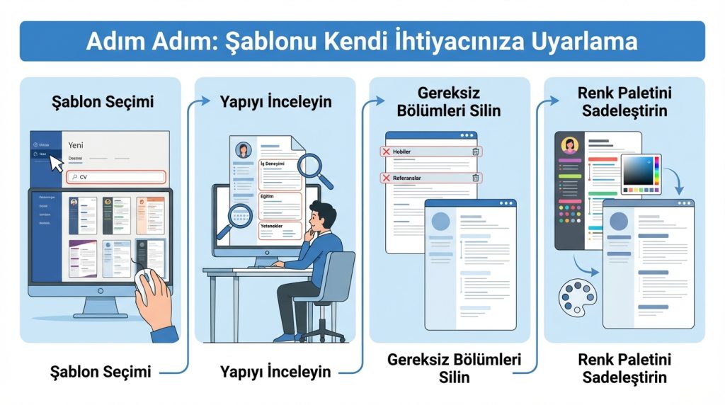 Word’de CV Şablonu Mantığı: Düzenli ve Okunabilir Tasarım 3 Adım Adım: Şablonu Kendi İhtiyacınıza Uyarlama