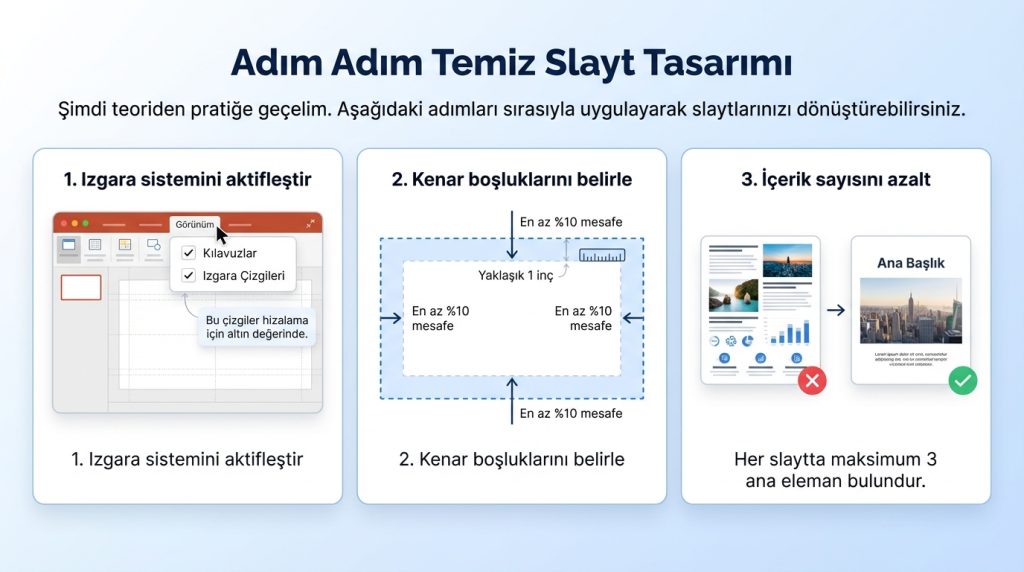 PowerPoint’te Boşluk Kullanımı ile Temiz Tasarım 2 Adım Adım Temiz Slayt Tasarımı
