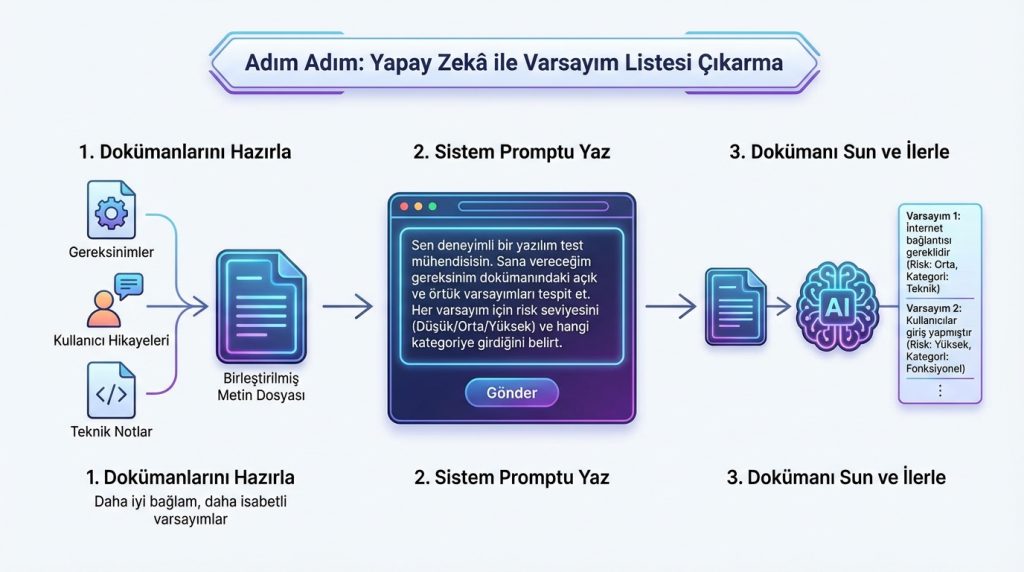 Yapay Zekâ ile Varsayım Listesi Çıkarma ve Test Planı 2 Adım Adım: Yapay Zekâ ile Varsayım Listesi Çıkarma