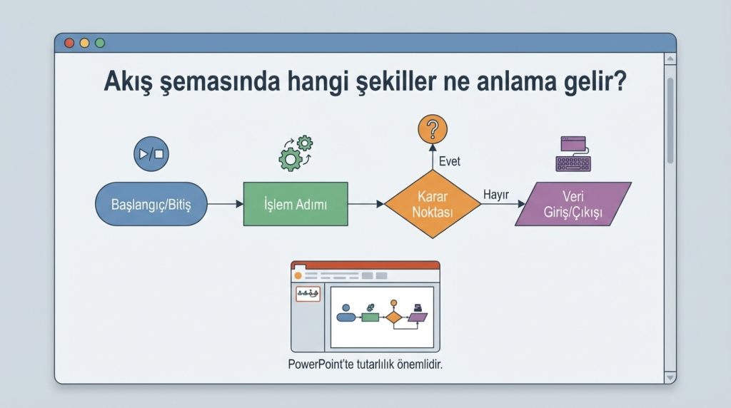 Akış şemasında hangi şekiller ne anlama gelir?