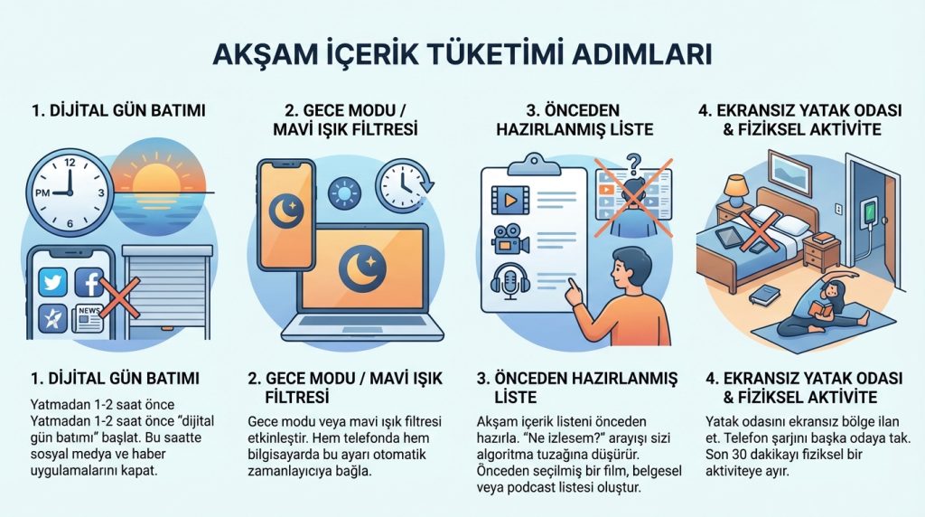 Akşam İçerik Tüketimi Adımları