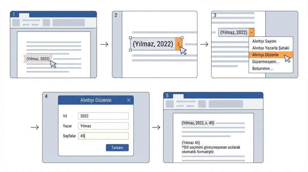 Word’de Alıntı ve Kaynakça Oluşturma 3 Alıntıya Sayfa Numarası Ekleme