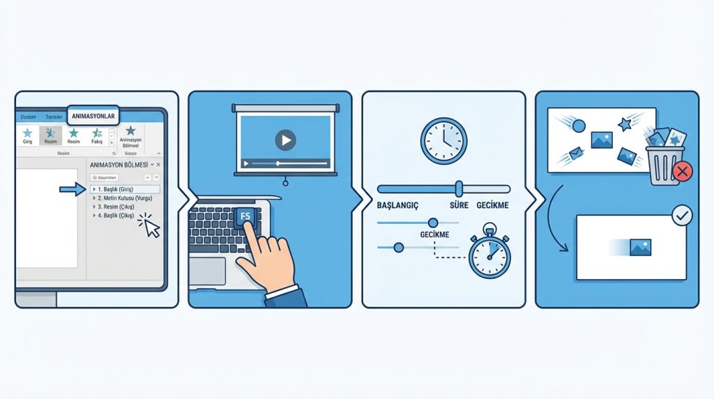 PowerPoint’te Sunum Kontrol Listesi Teslim Öncesi Son Adımlar 4 Animasyon Kontrolü Adımları