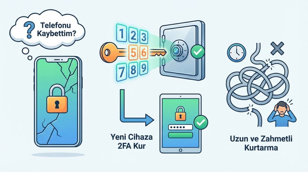 Authenticator uygulamasını yüklediğim telefonu kaybedersem ne olur?