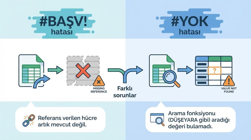 #BAŞV! hatası ile #YOK hatası arasındaki fark nedir?