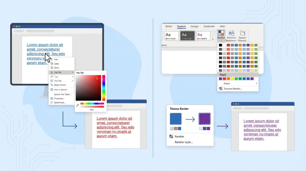 Bağlantılı metnin rengini nasıl değiştiririm?