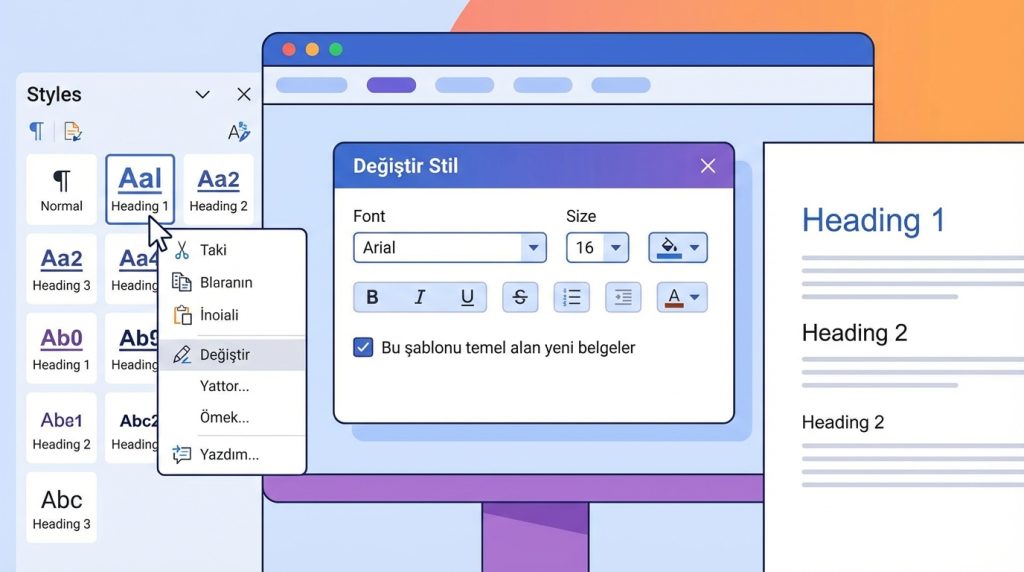 Word’de Başlık Düzeyleri ile İçindekiler Mantığını Kurma 4 Başlık Stillerini Özelleştirme