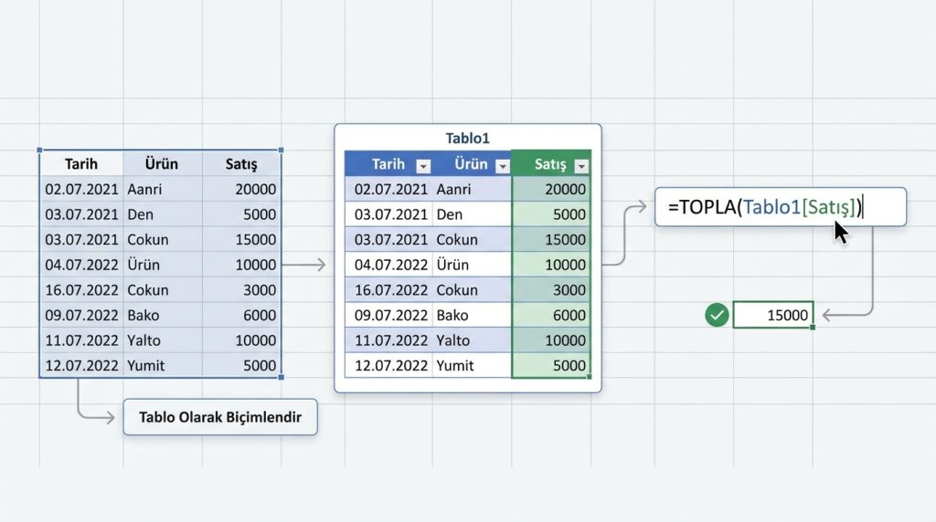 Excel’de Sütun Başlıkları Neden Önemli? 5 Başlıklar formüllerde nasıl kullanılır?