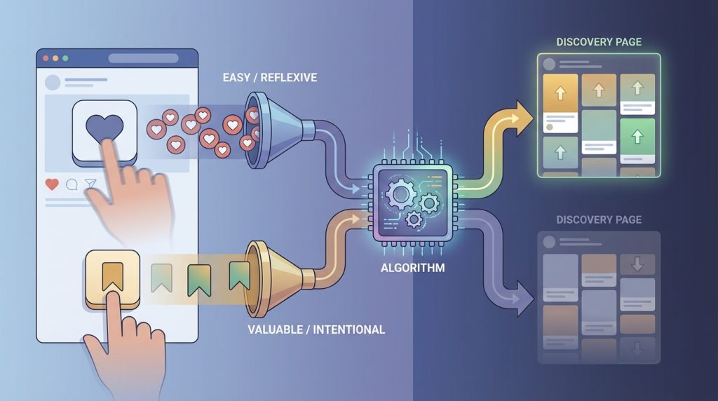 Beğeni, yorum ve kaydetmenin algoritmaya etkisi nedir? 2 Beğeni: Artık Eskisi Kadar Güçlü Değil