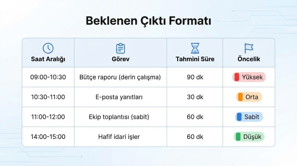 Beklenen Çıktı Formatı