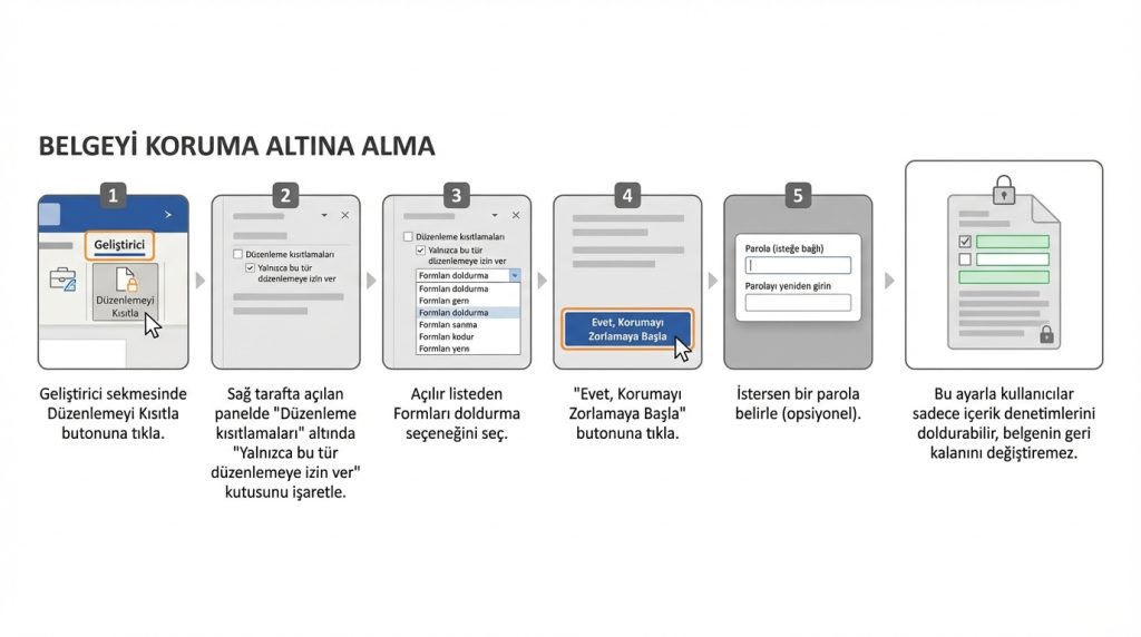 Word’de İçerik Denetimleri ile Doldurulabilir Şablon Hazırlama 4 Belgeyi Koruma Altına Alma