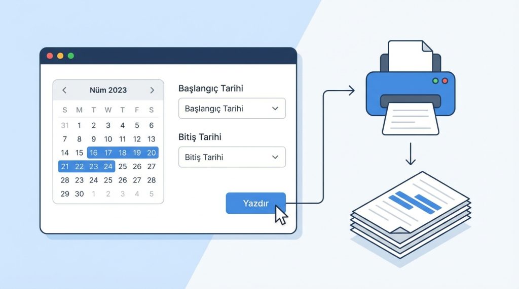Belirli bir tarih aralığını yazdırabilir miyim?