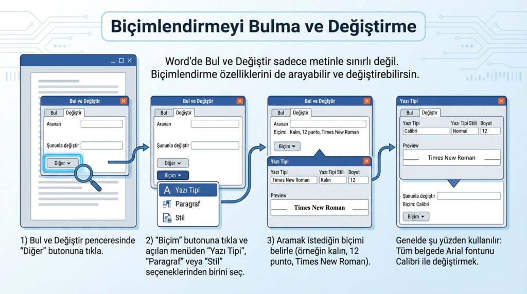 Biçimlendirmeyi Bulma ve Değiştirme