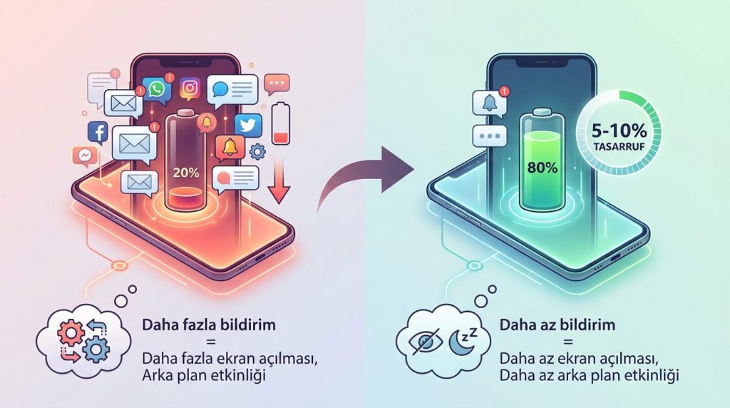 Bildirim ayarları pil ömrünü etkiler mi?