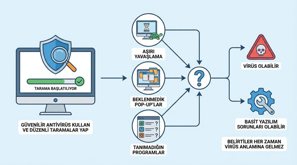 Bilgisayarımda gerçekten virüs olup olmadığını nasıl anlarım?