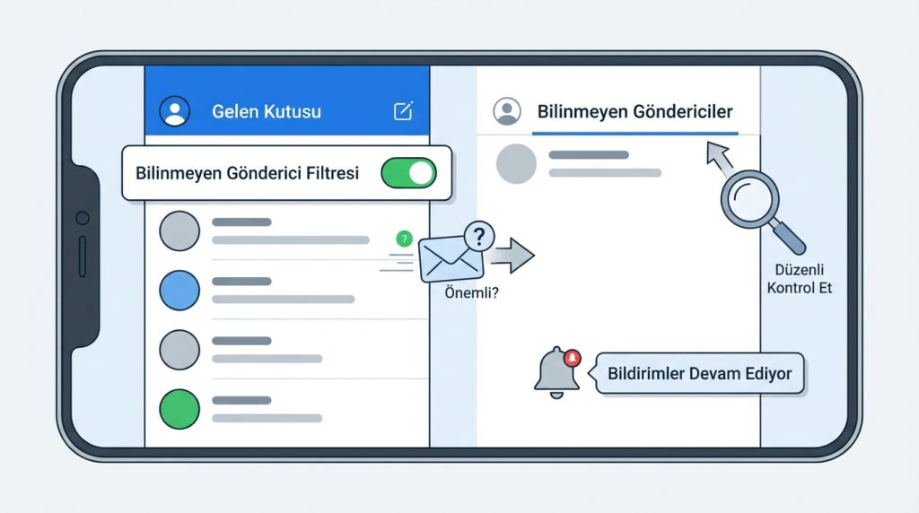 Bilinmeyen gönderici filtresini açınca önemli mesajları kaçırır mıyım?