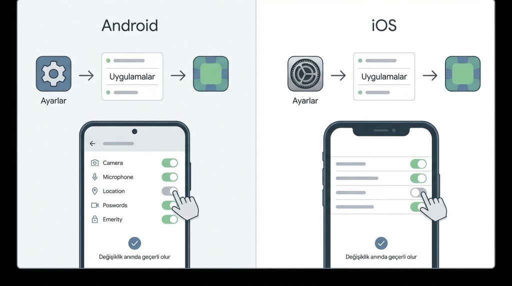 Bir uygulamaya verdiğim izni nasıl geri alırım?