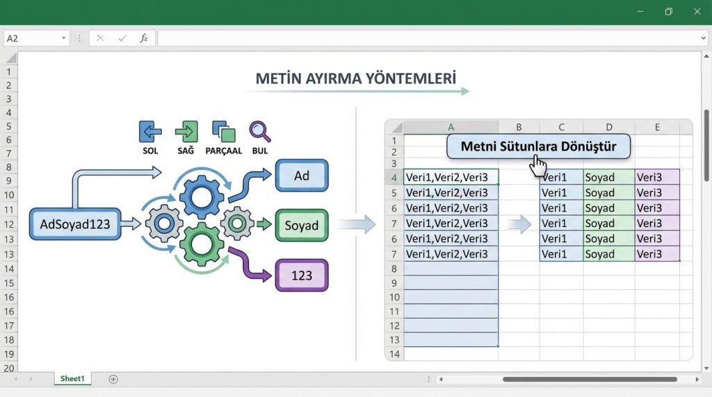 Excel’de Metin Birleştirme: BİRLEŞTİR + METNEÇEVİR ile Düzenli Çıktı 5 Birleştirilen metni tekrar ayırmak mümkün mü?