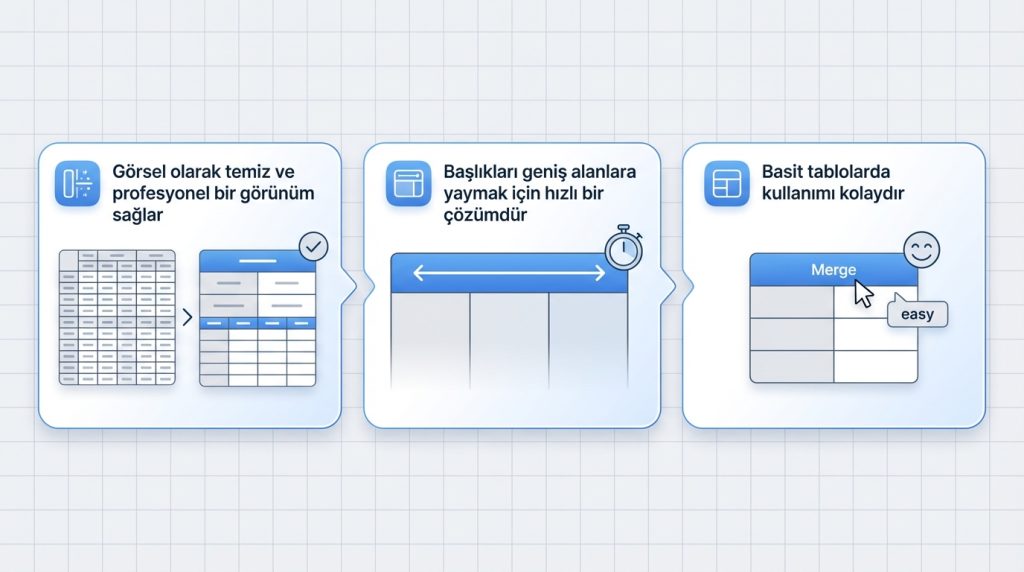 Excel’de Hücreleri Birleştirme mi, Hizalama mı? Doğru Seçim Rehberi 2 Birleştirmenin Artıları