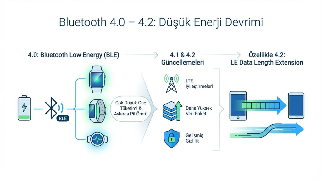 Bluetooth 4.0 – 4.2: Düşük Enerji Devrimi