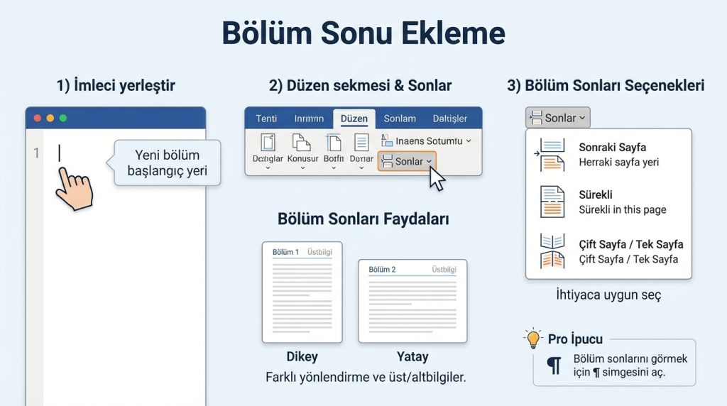 Bölüm Sonu Ekleme