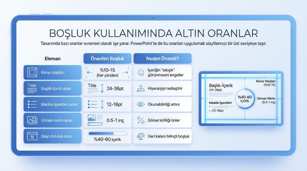 PowerPoint’te Boşluk Kullanımı ile Temiz Tasarım 3 Boşluk Kullanımında Altın Oranlar