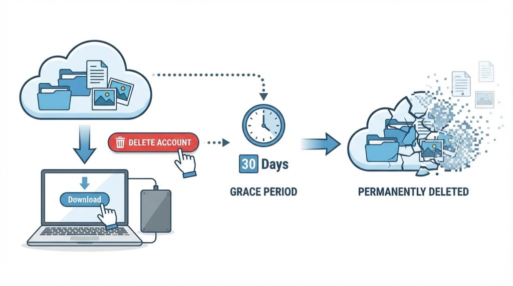 Bulut depolama hesabımı silersem verilerim ne olur?